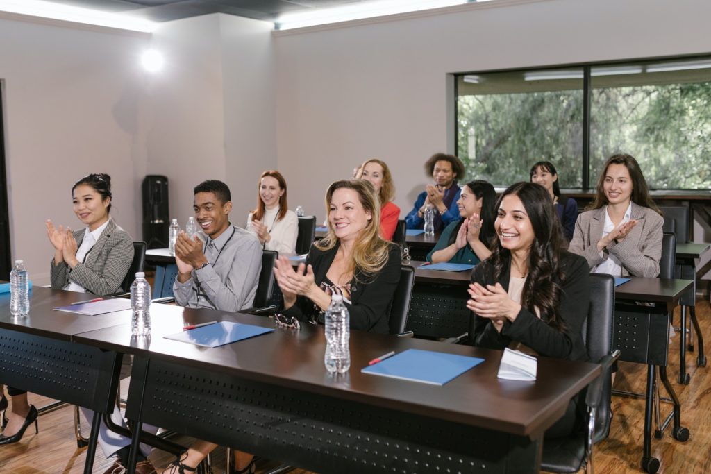 A bookkeeper attending a course