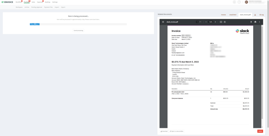 Extracting invoice with attachments