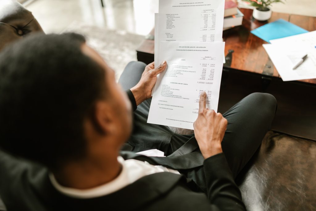 An accountant looking through financial data