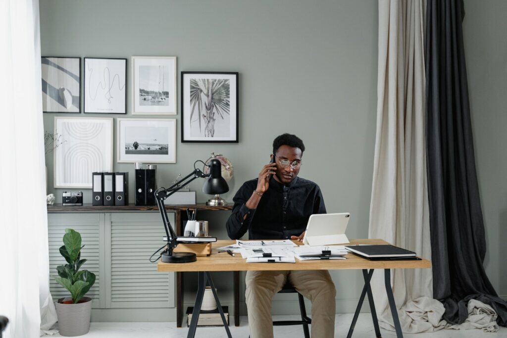 a male accountant sitting in his office