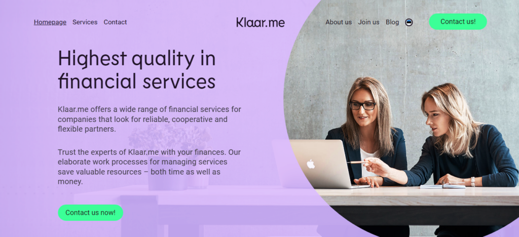 Klaar.me Homepage