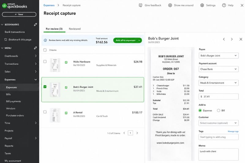 Quickbooks - Receipt Scanning