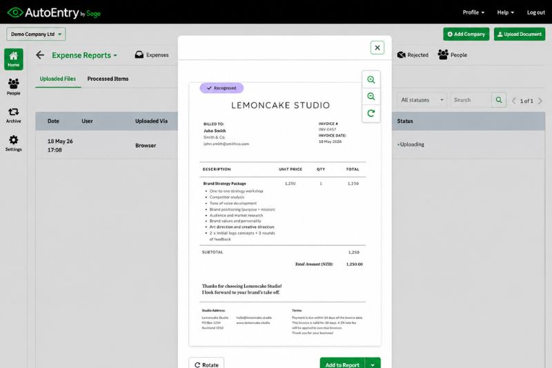 Sage AutoEntry- Receipt Scanning