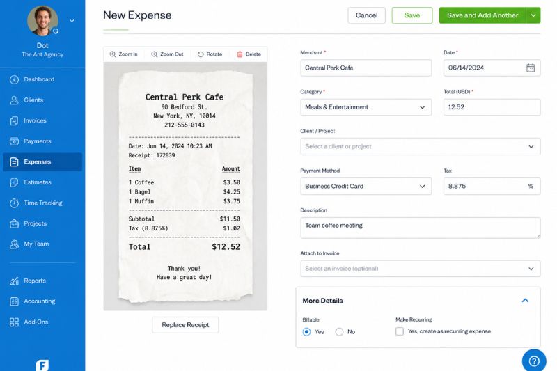 Freshbooks - Receipt Scanning