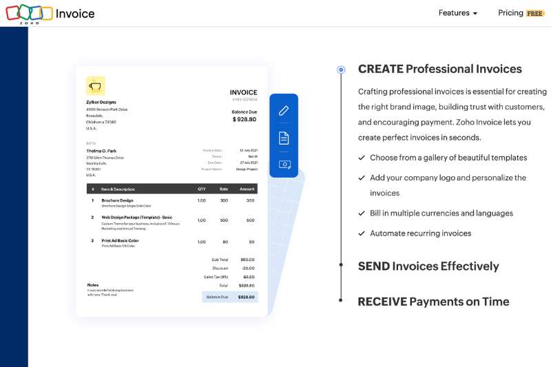 Zoho Invoice