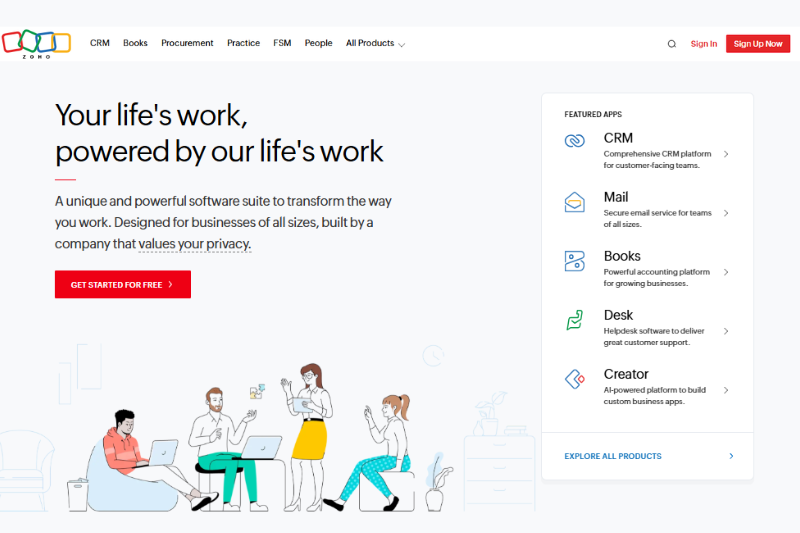 Business software dashboard homepage highlighting CRM and accounting tools, expensify alternatives 2026