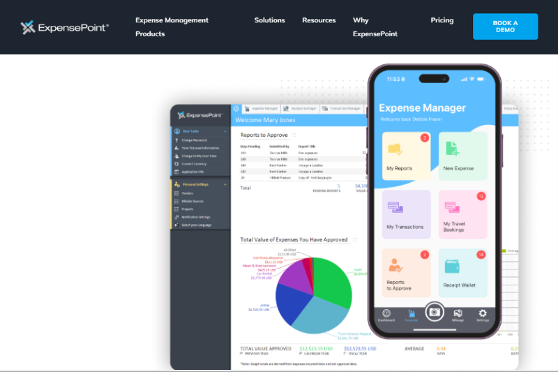 ExpensePoint expense management dashboard and mobile app, expensify alternatives 2026