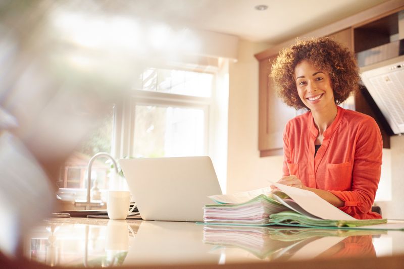 happy accountant working at home