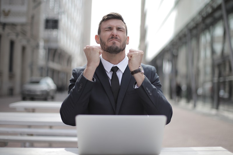 man feeling relieved from too much work