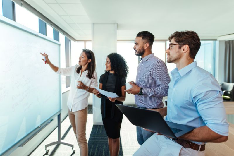 team presenting in office