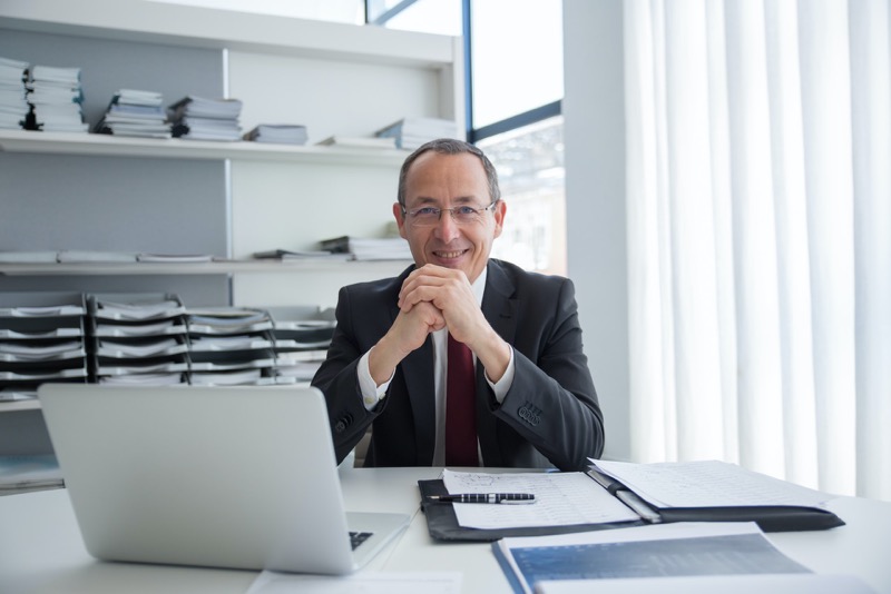 man smiling at work