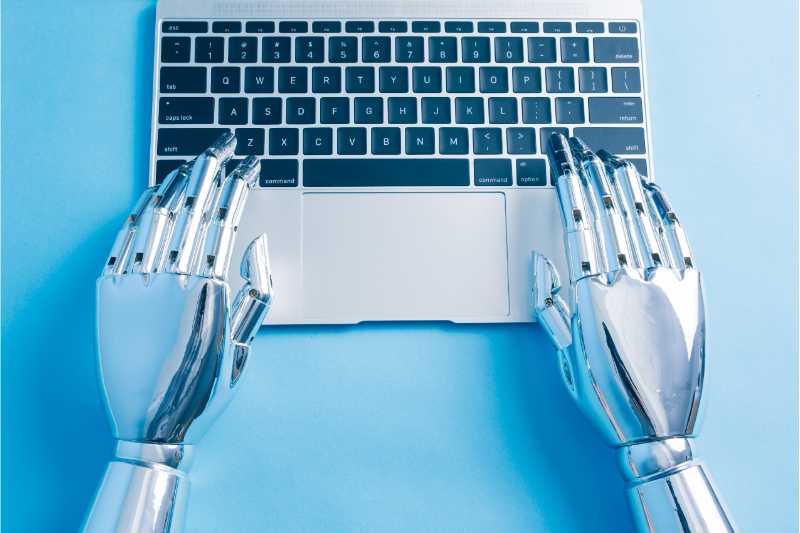 Robot hand typing 