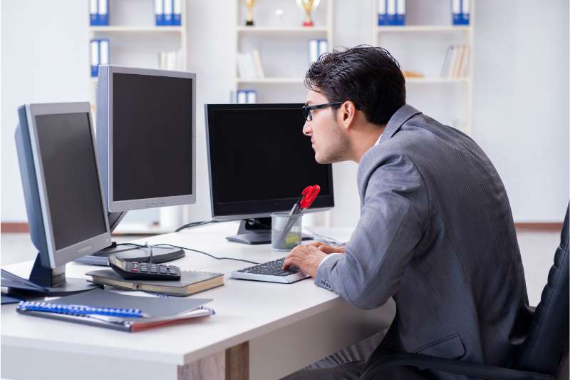 man working on computer