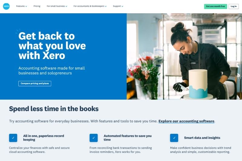 QuickBooks Online vs Xero comparison showing Xero dashboard for small business accounting
