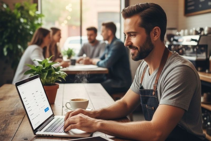 QuickBooks Online vs Xero comparison showing small business owner managing accounts on laptop